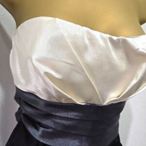 Vtg Speechless Y2K Babydoll Satin Strapless Dress Size 1 Black Cream Hoco Dance